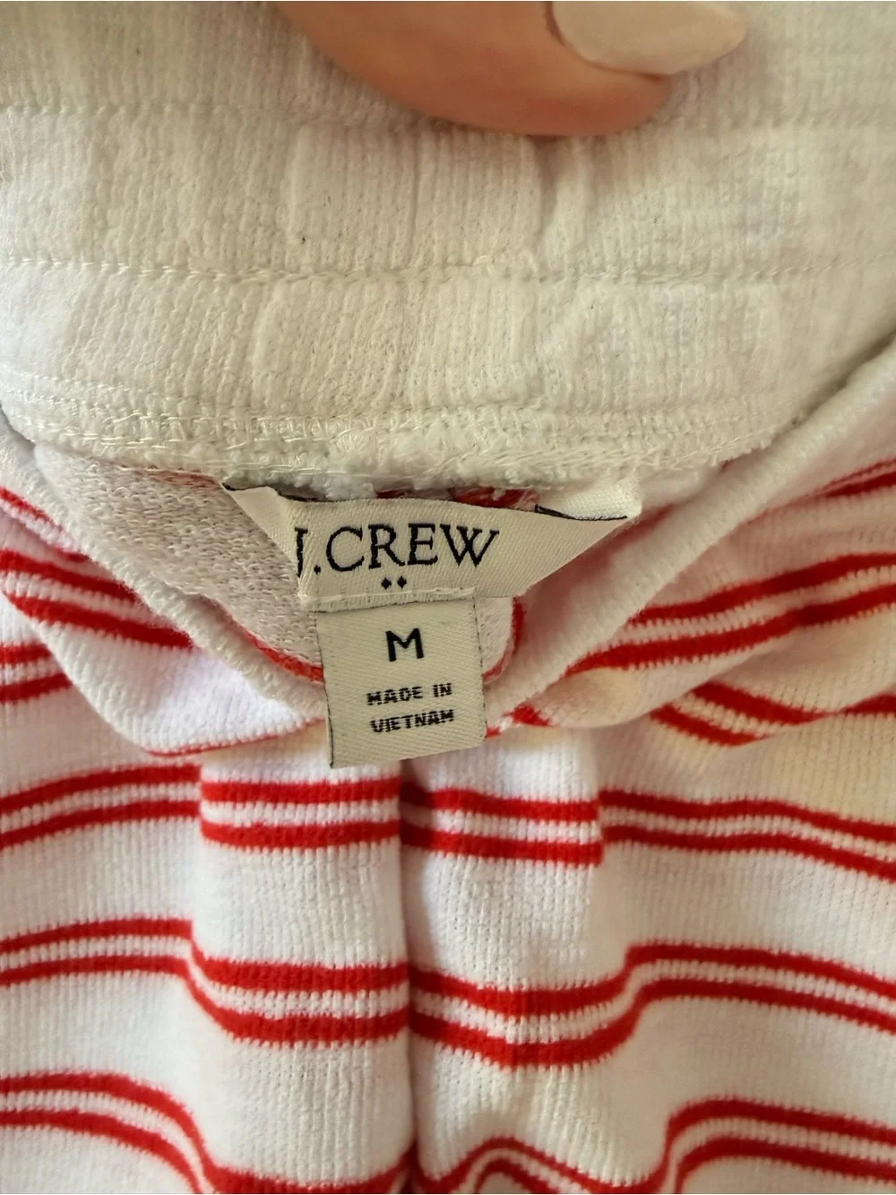 J. Crew White Knit Athletic Shorts with Red Stripes